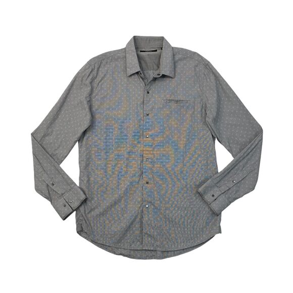 7 Diamonds Shirt Mens M Medium Ash Grey Cotton Button Up Long Sleeve Casual - Picture 1 of 10